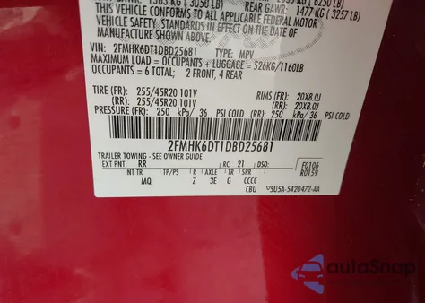 2013 Ford Flex Limited from USA, damaged, VIN 2FMHK6DT1DBD25681